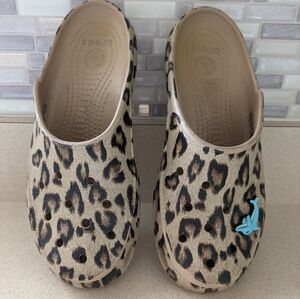 Leopard Croc Slides with Dolphin Charm